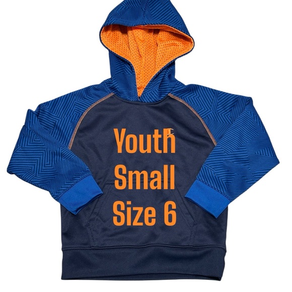 Champion Boys Kids Youth 6 Small Long Sleeve Navy Orange Hoodie Kangaroo Pocket - Picture 2 of 9